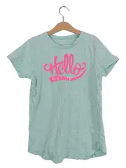 Vorschaubild 1 von T-Shirt Mädchen Schriftzug Kurzarm Türkis Gr. 146 Baumwolle Freizeit