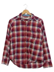 Vorschaubild 1 von Damen Karierte Hemdbluse Langarm Baumwolle Rot Gr. S 36