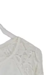 Vorschaubild 2 von Damen Bluse XS Weiß Spitze Langarm Boho Schnürung