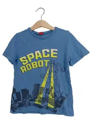 Vorschaubild 1 von T-Shirt Jungen Gr. 116/122 Blau Space Robot Print Baumwolle