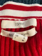 Vorschaubild 4 von Damen Pullover Kurzarm V-Ausschnitt Rippstrick Rot Streifen Gr. 36;S