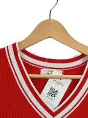 Vorschaubild 2 von Damen Pullover Kurzarm V-Ausschnitt Rippstrick Rot Streifen Gr. 36;S