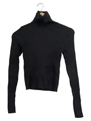 Vorschaubild 1 von Damen Pullover Rollkragen Strick S Schwarz Viskose Basic Herbst