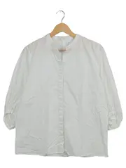 Vorschaubild 1 von Damen Hemdbluse Weiß Gr. 40 Baumwolle Stehkragen Minimalistisch
