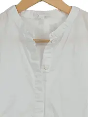 Vorschaubild 4 von Damen Hemdbluse Weiß Gr. 40 Baumwolle Stehkragen Minimalistisch