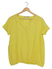 Vorschaubild 2 von Damen T-Shirt Bluse Gr. 38/M Gelb V-Ausschnitt Casual