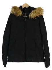 Vorschaubild 1 von Damen Winterjacke Schwarz Einheitsgröße Kapuze Fellbesatz Gesteppt