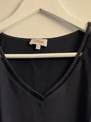 Vorschaubild 5 von Damen Bluse V-Ausschnitt Gr. 38/M Blau Casual Viskose