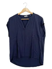 Vorschaubild 1 von Damen Bluse V-Ausschnitt Gr. 38/M Blau Casual Viskose