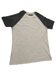 Vorschaubild 3 von Herren T-Shirt Raglan Gr. M Grau Meliert Lederdetails