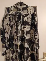 Vorschaubild 2 von Hemdbluse Damen Gr. 46/48 Langarm Abstrakt Grau Polyester