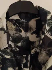 Vorschaubild 3 von Hemdbluse Damen Gr. 46/48 Langarm Abstrakt Grau Polyester