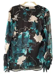 Vorschaubild 2 von Damen Bluse Gr. 38 Mehrfarbig Blumenmuster Elegant Langarm