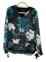 Vorschaubild 1 von Damen Bluse Gr. 38 Mehrfarbig Blumenmuster Elegant Langarm
