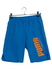 Vorschaubild 1 von Kinder Sport Shorts Blau Gr. 152 Logo-Print Sporthose Polyester