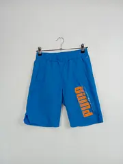 Vorschaubild 2 von Kinder Sport Shorts Blau Gr. 152 Logo-Print Sporthose Polyester