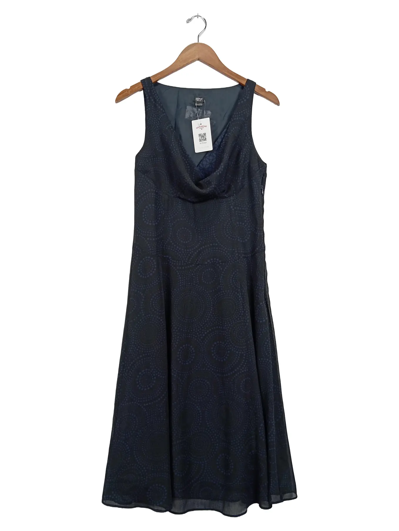 ESPRIT Damen Festliches Kleid Gr. 36/S Blau Elegant Punkte Midikleid