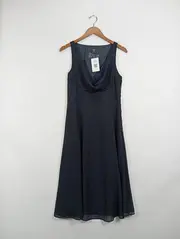 Vorschaubild 2 von Damen Festliches Kleid Gr. 36/S Blau Elegant Punkte Midikleid