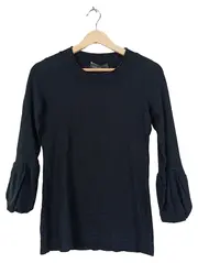Vorschaubild 2 von Damen Pullover Gr. M Schwarz Trompetenärmel Elegant Viskose