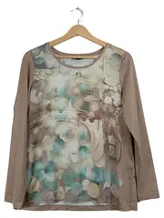 Vorschaubild 1 von TAIFUN Damen Langarmshirt Gr. 40 Beige Abstrakt Print Modern