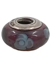 Vorschaubild 1 von 925 Silber Murano Glas Charm Blumen Lila Damen Alltag 1.5cm