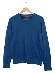 Vorschaubild 1 von Herren Pullover V-Ausschnitt Baumwolle Seide Gr. S Blau Casual