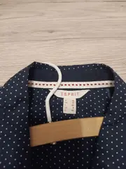 Vorschaubild 4 von Damen Hemdbluse Gr. 38 Blau Weiß Gepunktet Langarm Baumwolle