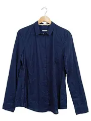 Vorschaubild 5 von Damen Hemdbluse Gr. 38 Blau Weiß Gepunktet Langarm Baumwolle