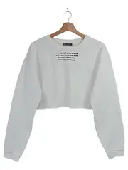 Vorschaubild 1 von Damen Sweatshirt Gr. 36/S Weiß Cropped Schriftzug Casual Modern
