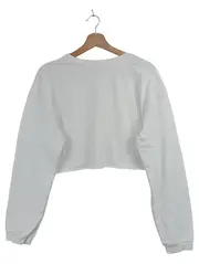 Vorschaubild 2 von Damen Sweatshirt Gr. 36/S Weiß Cropped Schriftzug Casual Modern
