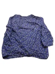 Vorschaubild 2 von Damen Bluse Paisley-Muster Blau Gr. 34 XS Bohemian 3/4-Arm