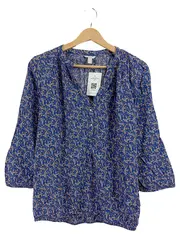 Vorschaubild 1 von Damen Bluse Paisley-Muster Blau Gr. 34 XS Bohemian 3/4-Arm