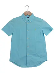 Vorschaubild 1 von Kinder Freizeithemd Gr. 128 Türkis Kariert Kurzarm Preppy