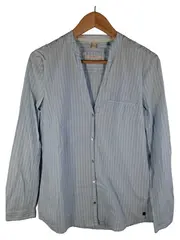 Vorschaubild 1 von Damen Hemdbluse Langarm Gestreift Blau Baumwolle Gr. 38