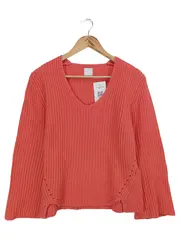Vorschaubild 1 von Damen Pullover Gr. M Rot Casual Rippstrick V-Ausschnitt