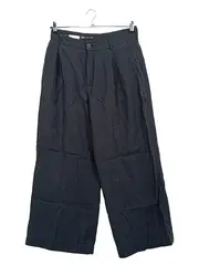 Vorschaubild 1 von Damen Stoffhose Wide Leg Leinenhose Schwarz Größe L 40