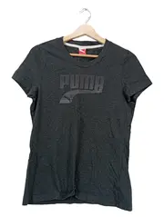 Vorschaubild 1 von Damen T-Shirt Gr. 40/L Grau Sportlich Logo-Print Kurzarm