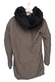Vorschaubild 2 von Damen Wintermantel Gr. 32/XS Grün Kapuze Fellbesatz Casual Modisch