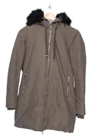 Vorschaubild 1 von Damen Wintermantel Gr. 32/XS Grün Kapuze Fellbesatz Casual Modisch
