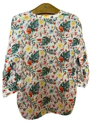 Vorschaubild 2 von Damen Bluse Blumenmuster 3/4 Arm Viskose Mehrfarbig Gr. 36 S