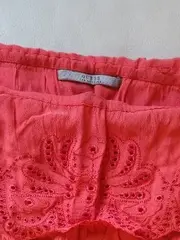 Vorschaubild 8 von Sommerkleid Damen Gr. 36 S Rot Schulterfrei Stickerei Bohemian