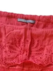 Vorschaubild 5 von Sommerkleid Damen Gr. 36 S Rot Schulterfrei Stickerei Bohemian