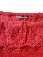 Vorschaubild 7 von Sommerkleid Damen Gr. 36 S Rot Schulterfrei Stickerei Bohemian