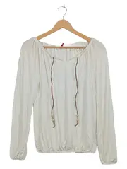 Vorschaubild 1 von Damen Langarmshirt Boho Bluse Gr. 36/38 Beige Viskose