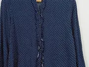 Vorschaubild 2 von Damen Bluse Rüschen Punkte Blau Gr. 34/XS Viskose Langarm