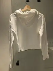 Vorschaubild 2 von Damen Kapuzenpullover Hoodie Glitzer Cropped Langarm Weiß M