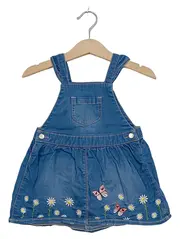 Vorschaubild 1 von Latzkleid Jeans Mädchen Gr. 74 Blumen Schmetterlinge Denim
