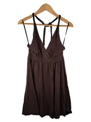 Vorschaubild 1 von Damen Sommerkleid Neckholder Braun Gr. M Boho Baumwolle