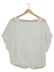 Vorschaubild 1 von Damen Bluse Gr. 34/XS Weiß Viskose Fledermausärmel Feminin