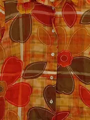 Vorschaubild 3 von BENETTON Damen Hemdbluse Gr. 36;S Retro Blumenmuster Kariert Mehrfarbig